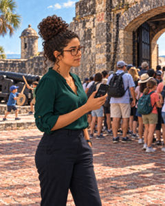 woman holding mobile phone