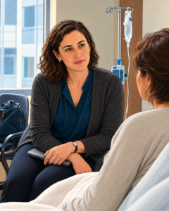 woman listening to patient