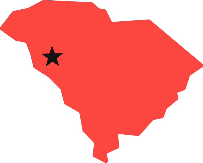 Piedmont Technical College on map of South Carolina