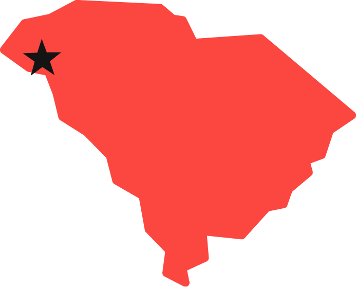 Tri-County Technical College on map of South Carolina